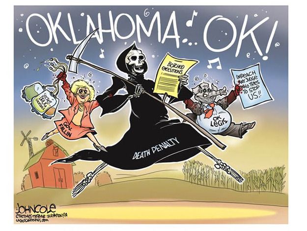 Editorial cartoon Oklahoma death penalty