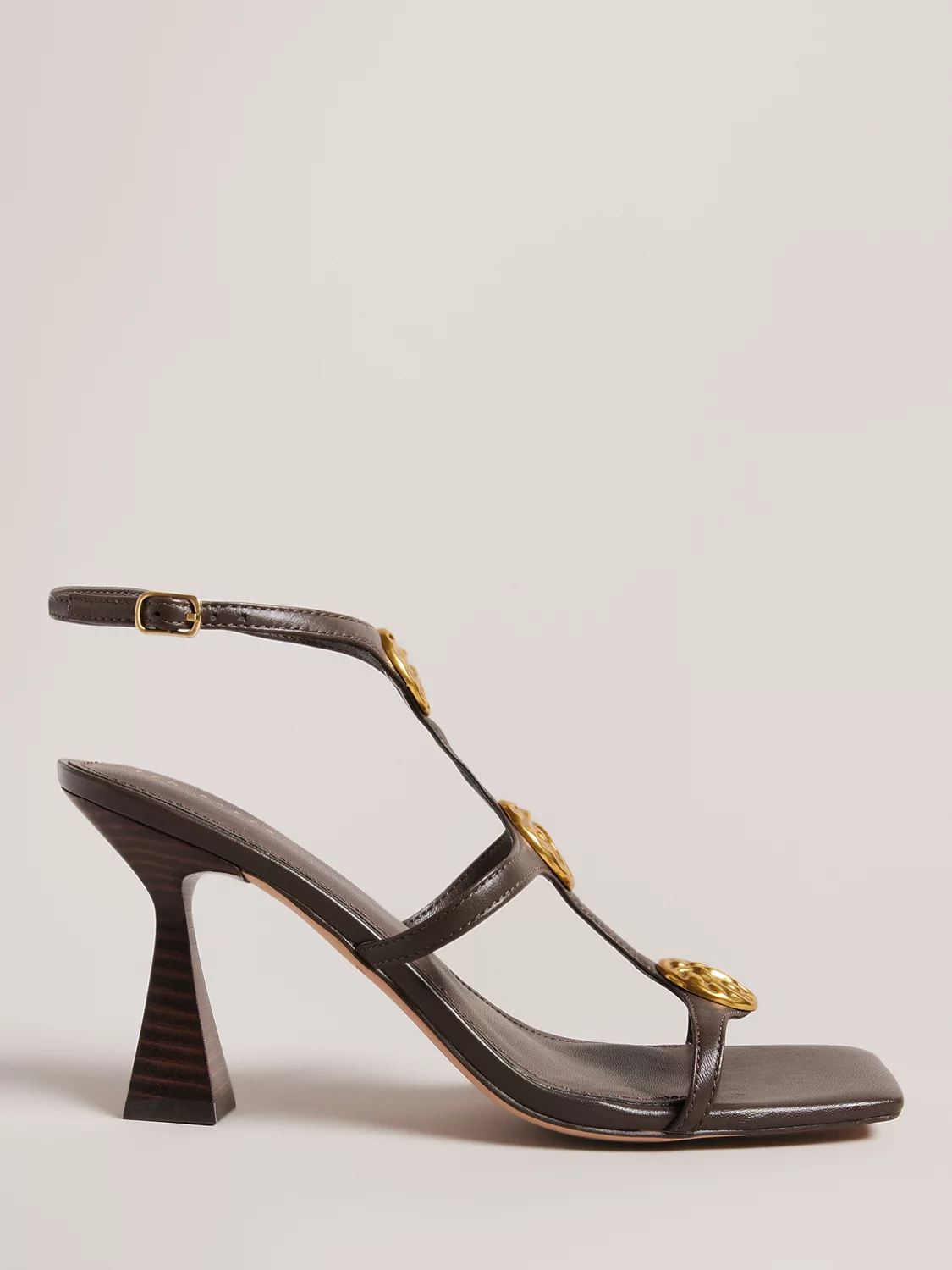 Ted Baker Tayalin High Heel Leather Sandals, Brown Mid