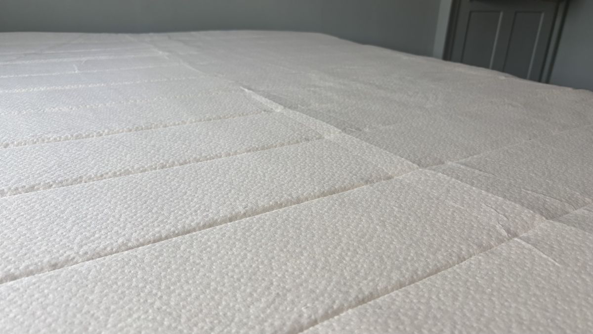 A close-up look of the organic cotton surface of the Birch Plush Organic Mattress Topper