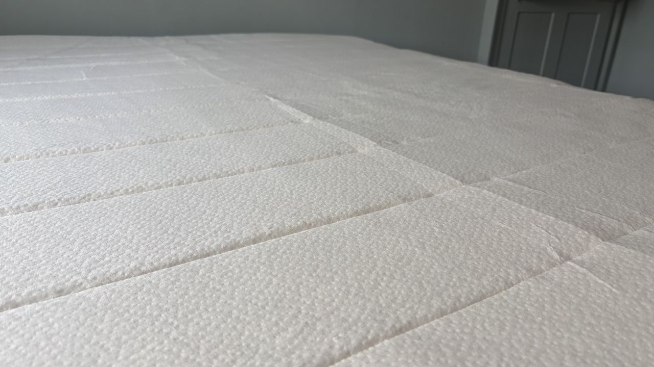 A close-up look of the organic cotton surface of the Birch Plush Organic Mattress Topper