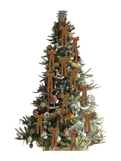 Velvet Ribbon Bow  Ornaments, Set of 12