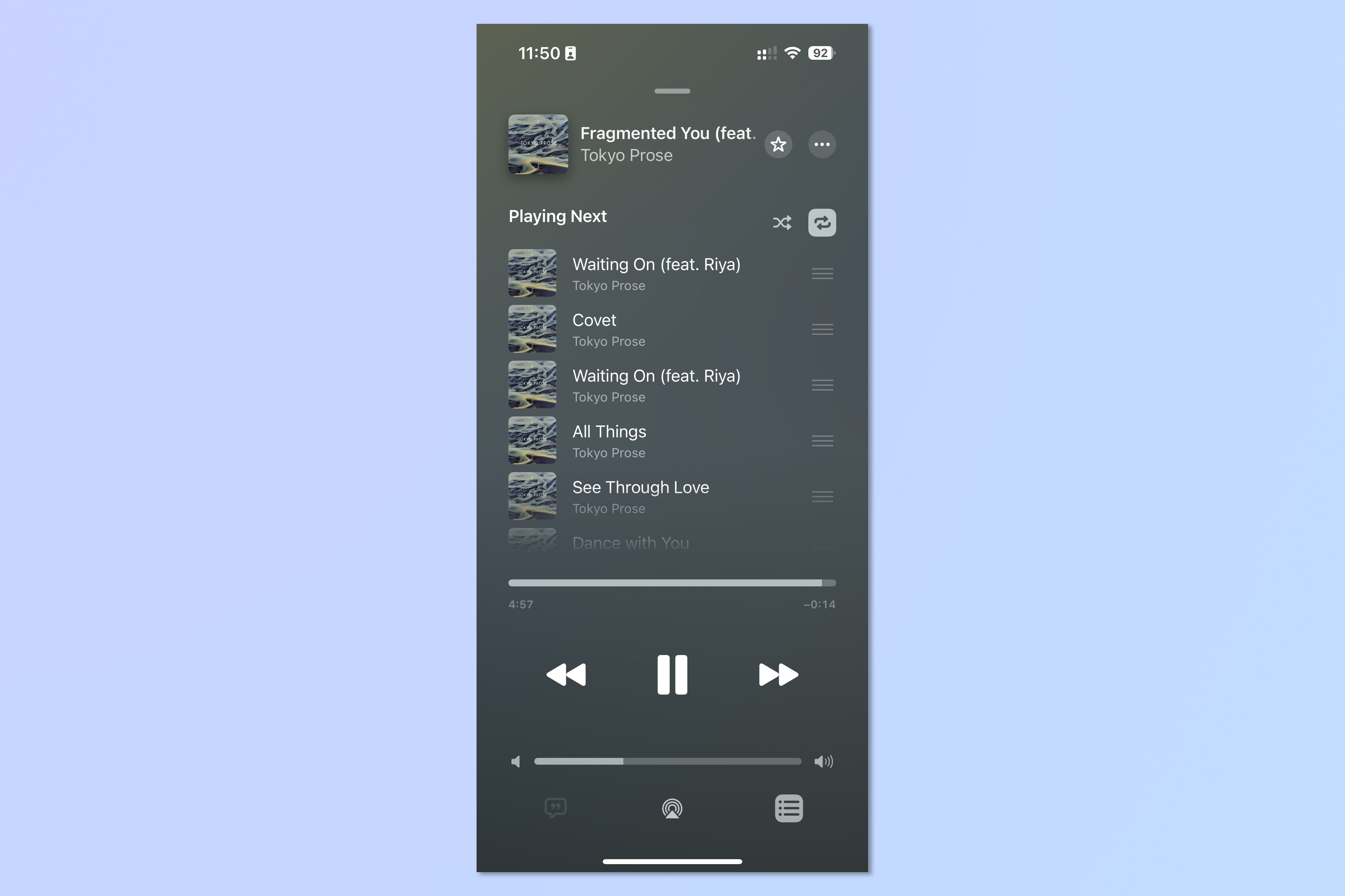 Скриншот, показывающий, как включить Apple Music Crossfader.