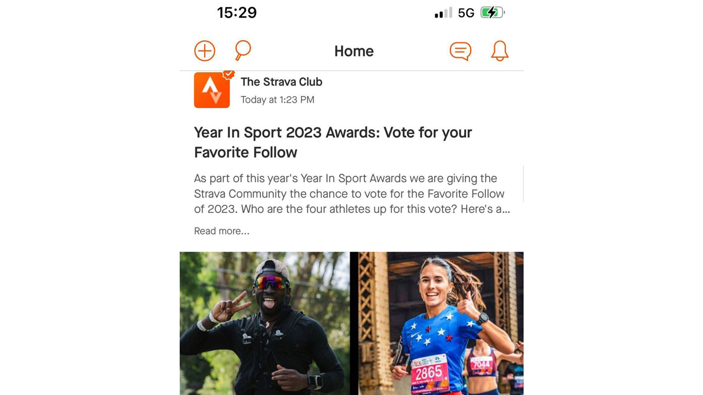 Screenshots of Strava