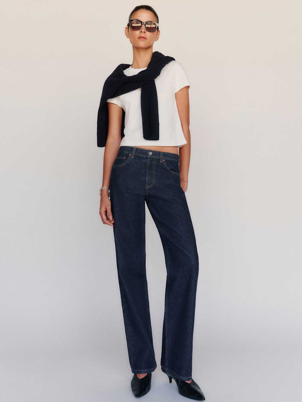 Miles Stretch Mid Rise Straight Leg Jeans