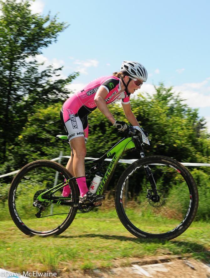 Vicki Barclay (Stans NoTubes) riding alone behind the leaders