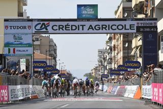 Enrico Zanoncello wins the photo finish on stage 1 of the Giro d'Abruzzo