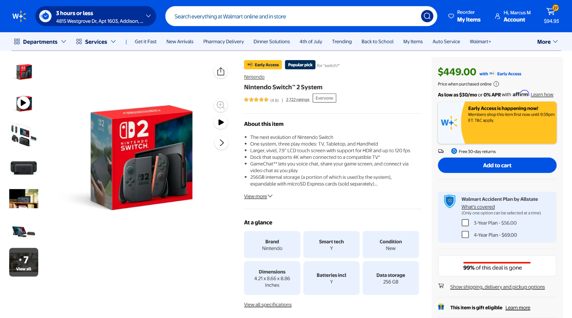 Walmart Nintendo Switch 2 listing