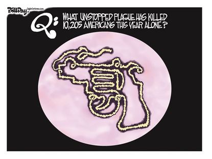 Editorial cartoon gun violence plague U.S.