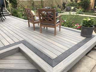 grey decked area with contrasting border