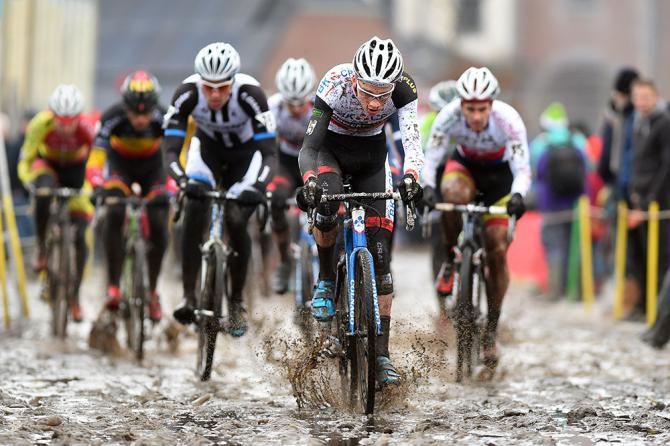Mathieu van der Poel out front at Bpost Bank Trofee Azencross.