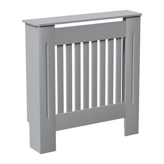 grey radiator cover with vertical slits