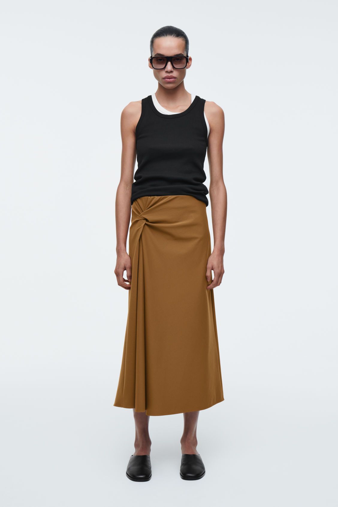 Twist-Detail Midi Skirt