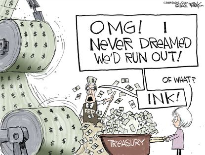 Editorial Cartoon U.S. treasury biden covid stimulus