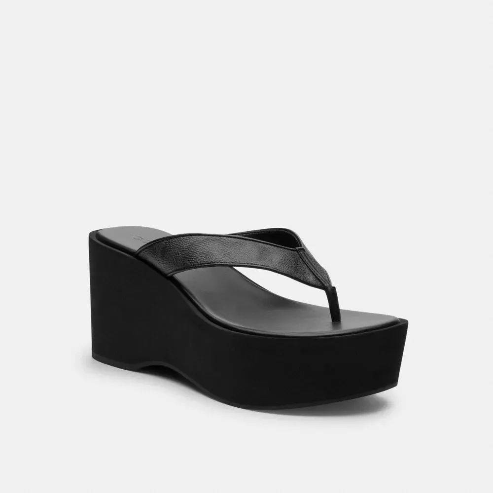 Thong Wedge Sandal in Signature Canvas