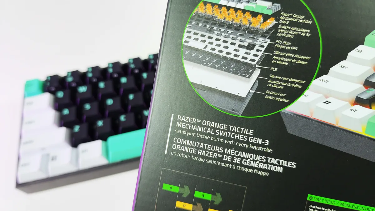 Вид на раскладку 65% клавиатуры Razer Reclusa X Mini
