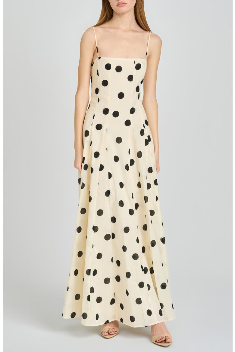 Carolina Polka Dot Cotton Godet Maxi Dress