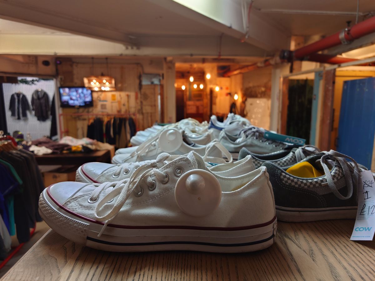 Indoor photo of trainers taken on the Sony Xperia Pro-I