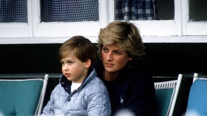 Princess Diana With Prince William Sitting On Her Lap At Polo.