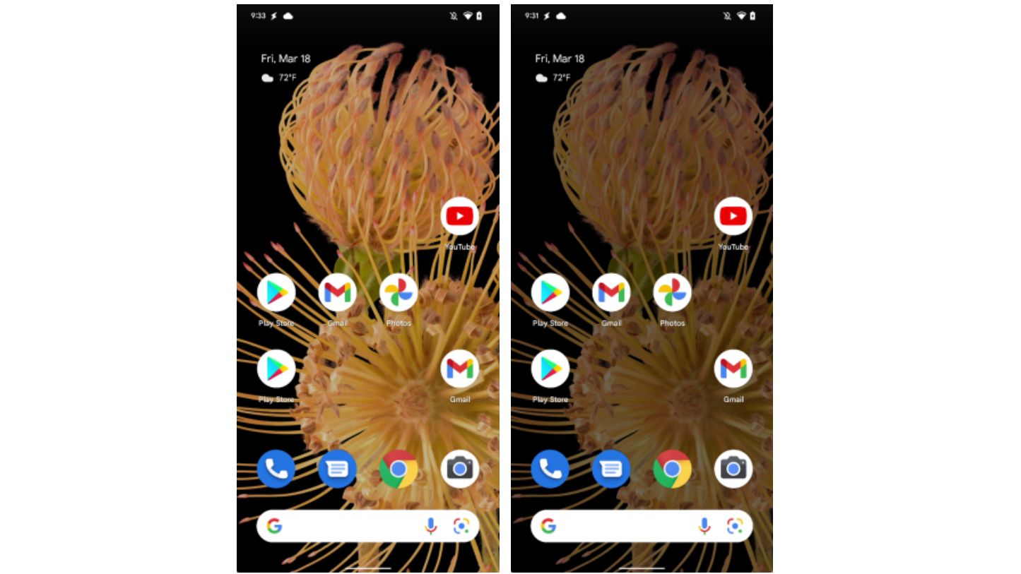 Screenshots showing wallpaper features in Android 13