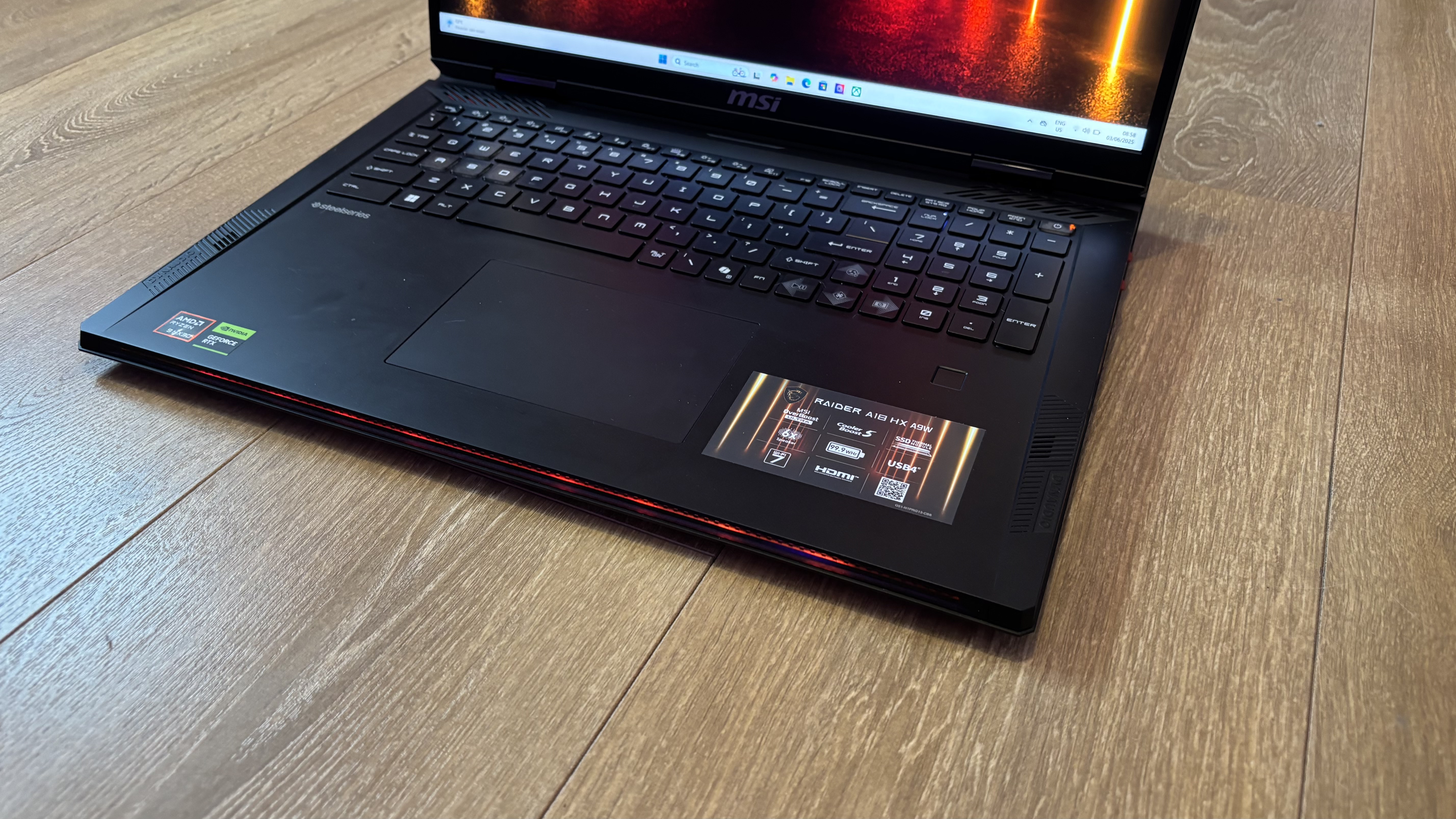 Various angles of the MSI Raider A18 HX laptop