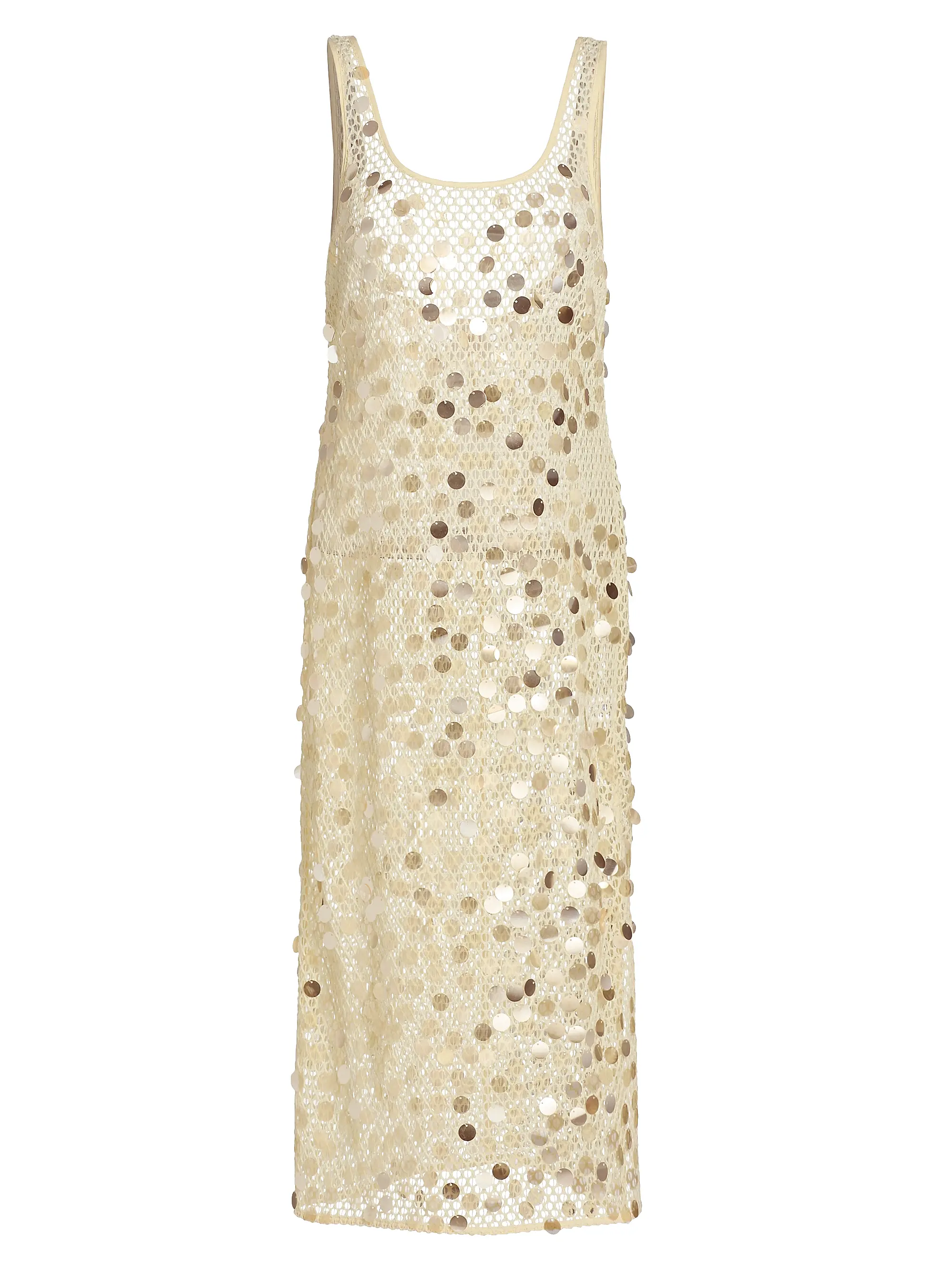 Pailette Sequined Crochet Cover-Up Midi-Dress