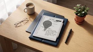 E-ink tablets on a desk