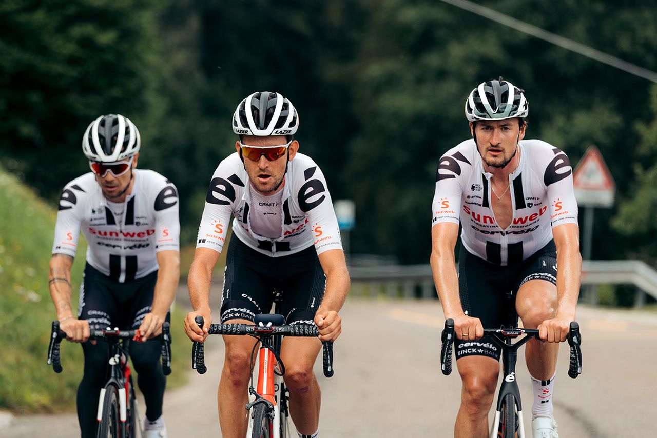 Team Sunweb training in K&uuml;htai, Austria in July after the coronavirus pandemic halted the road season