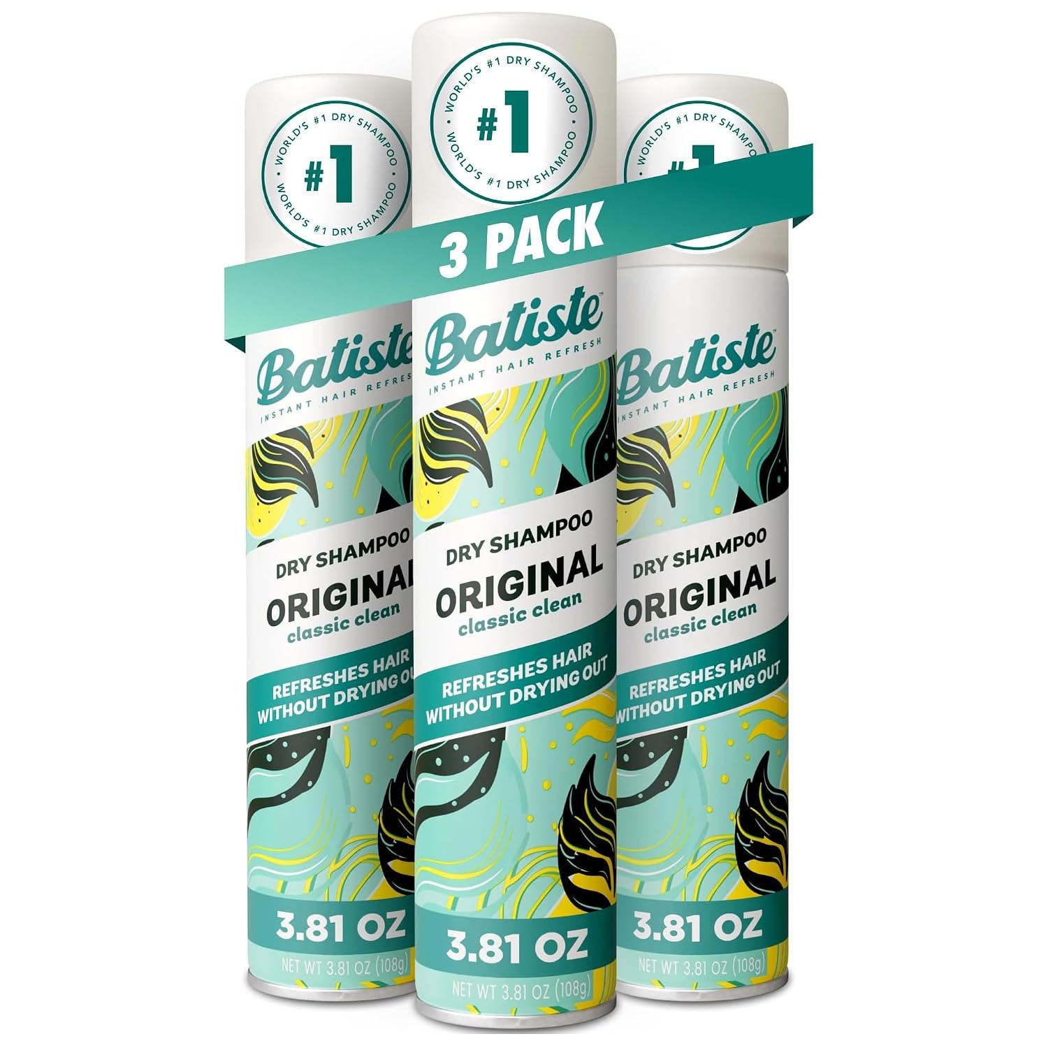 Batiste, Batiste Original Dry Shampoo, Waterless Shampoo, 3.81oz 3 Pack