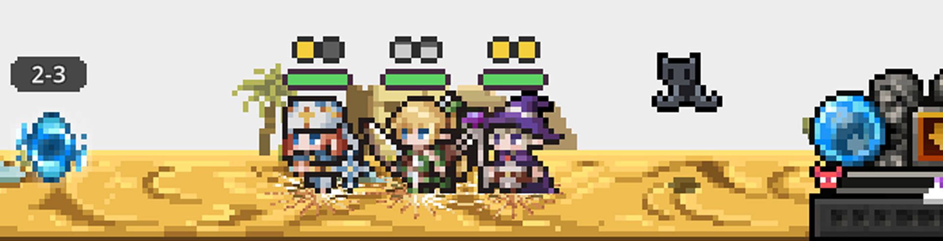 Task Bar Hero - A team of sprites, using the classes Priest, Ranger and Sorcerer