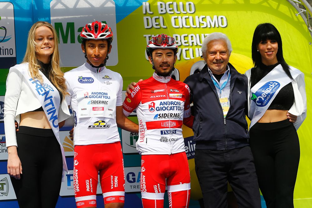 Egan Arley Bernal, Rodolfo Torres and manager Gianni Savio (Androni - Sidermec)