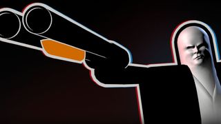 Shotgun Cop Man aims a double-barreled shotgun