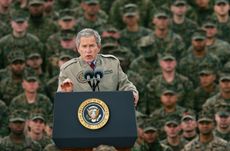 President Bush speaks to Marines in California in 2004.