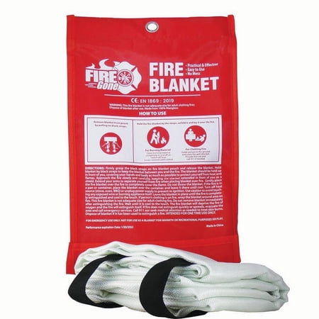 Fire Gone Premium Emergency Fire Blanket - Safety for Kitchen, Home &amp;amp; Bbq -Made From 100% Flame Resistant Fiberglass -1 Pack - 39.3" X 39.3"
