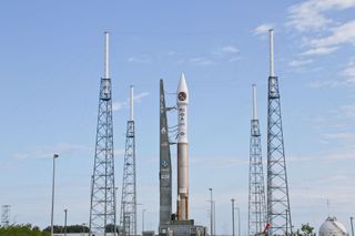 Atlas 5 rocket arrives at the launch pad in Florida for the SBIRS GEO-2 launch in March 2013.