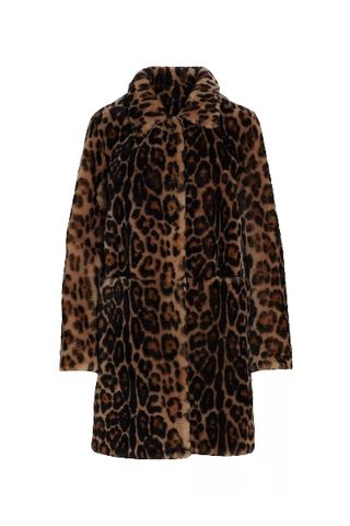 Maximilian Leopard Print Shearling Topper Coat