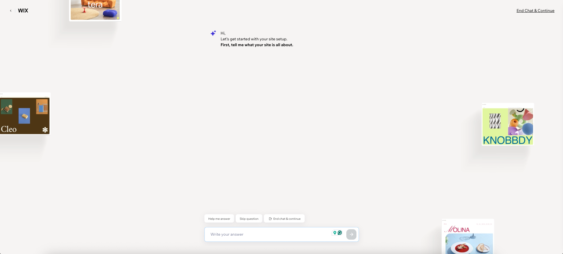 Construtor de sites Wix Ai
