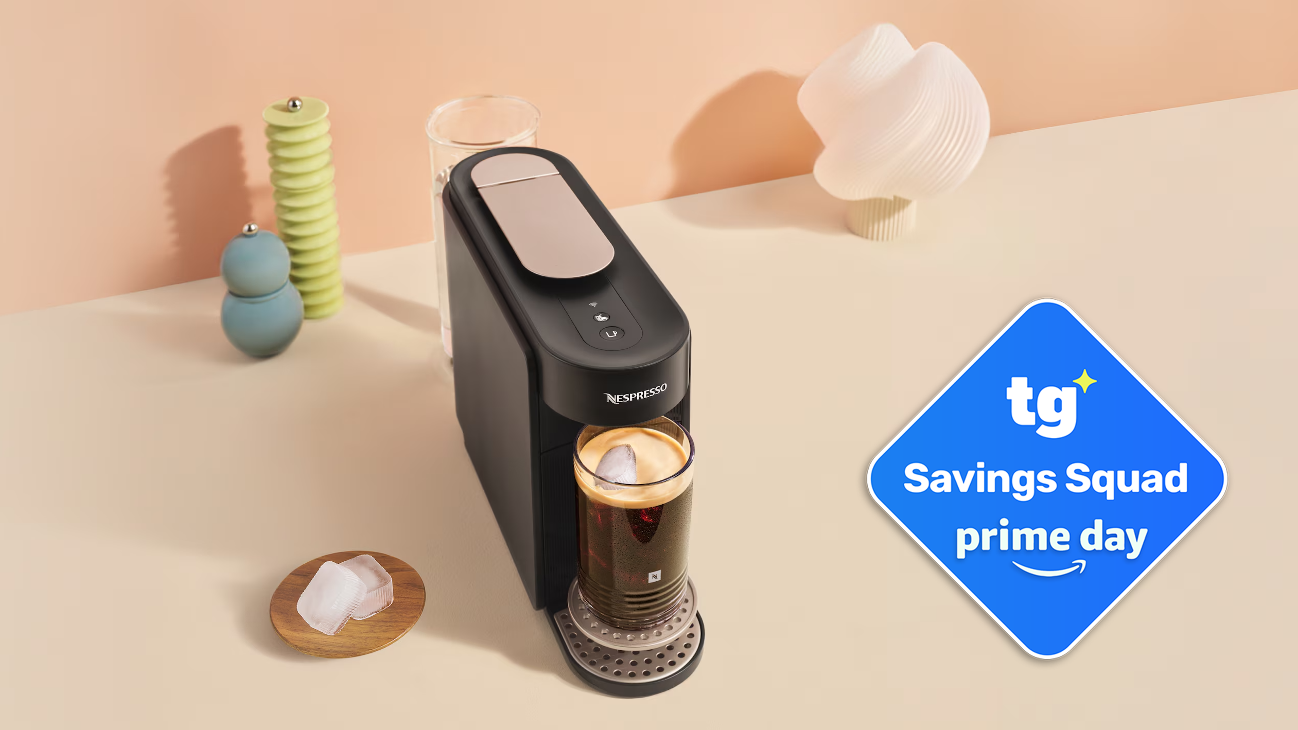 Nespresso Vertuo Up lifestyle image with TG deal badge