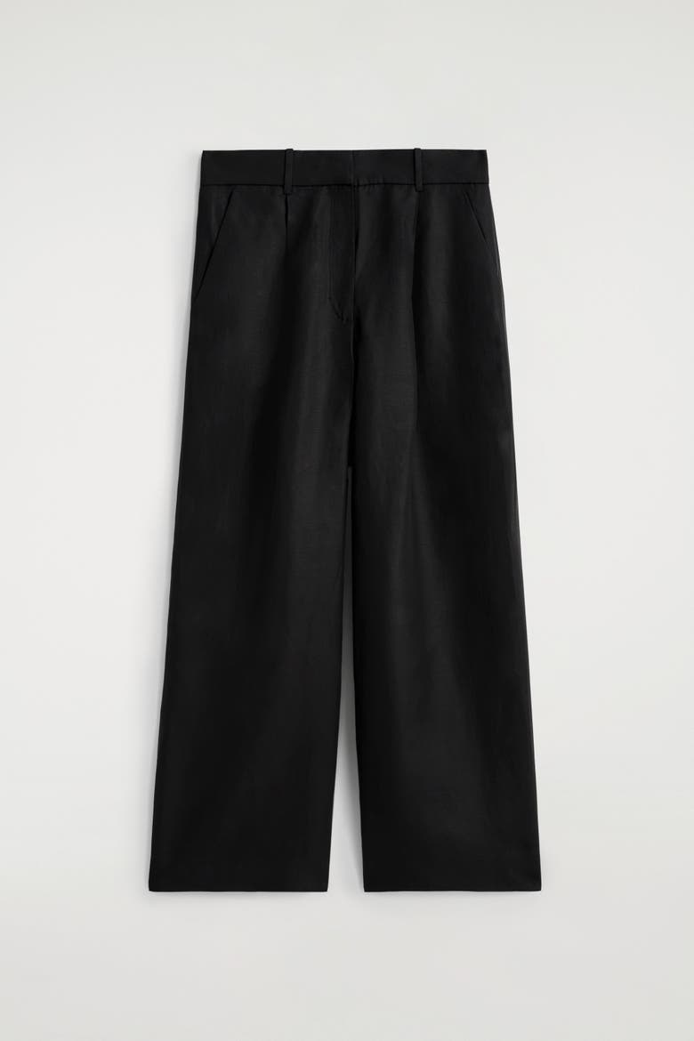 Relaxed Linen-Blend Wide-Leg Pants