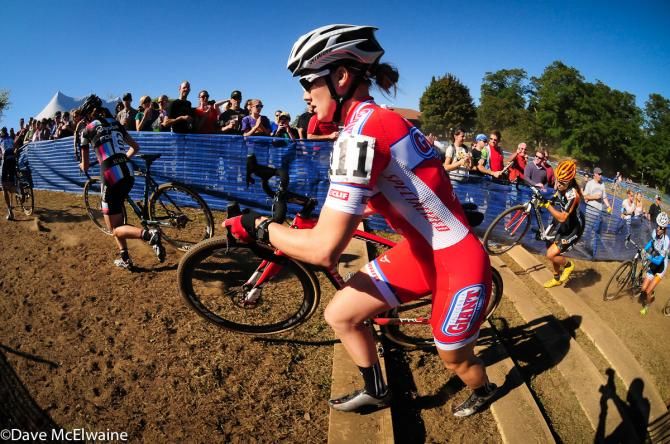 Elle Anderson (California Giant Strawberries/ Specialized) was part of the lead group the entire race