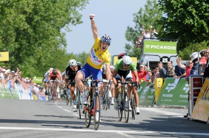 Arnaud D&eacute;mare (FDJ) celebrates his second stage win of the three-day race