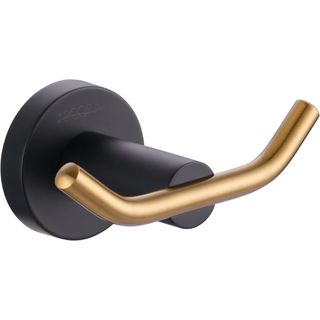 ARCORA Towel Hooks Black and Gold, SUS 304 Stainless Steel Double Wall Hooks