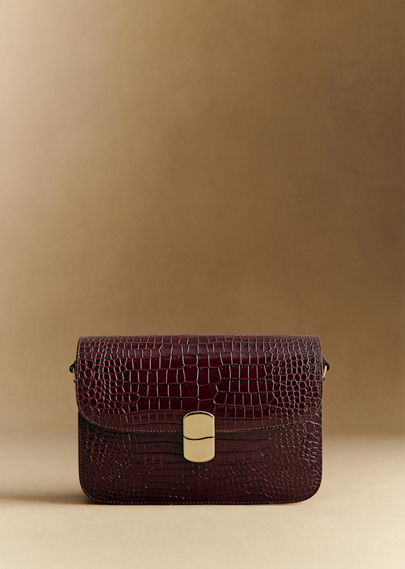 Milo Classic Bag - Chocolate Crocodile Print - Crocodile-Embossed Cowhide Leather - S&amp;eacute;zane