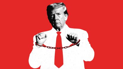 Illustration of Donald Trump wearing handcuffs