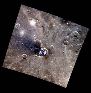 Balanchine crater on Mercury is visible at the center of this image taken by NASA's MESSENGER mission.