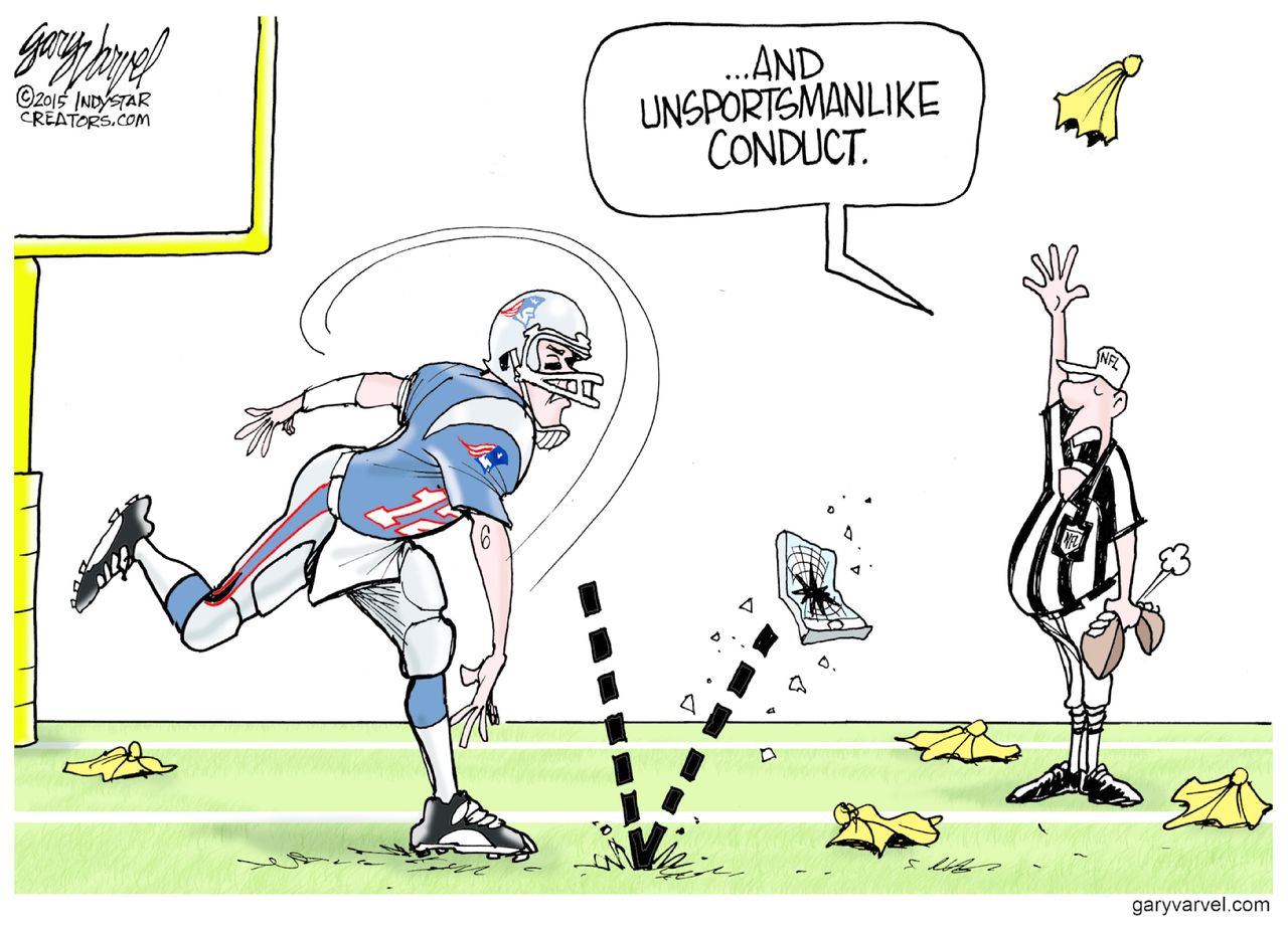 Editorial cartoon U.S. NFL Deflategate