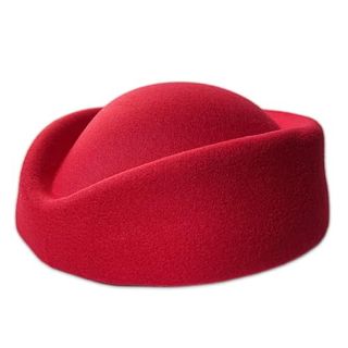 Ying Lan Wool Cap Stewardess Pillbox Hat Teardrop Fascinator Base Sweet Red