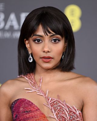 Charithra Chandran with a wispy fringe