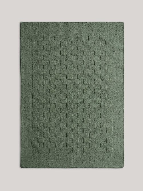 Hand Woven Wool Checkerboard Rug