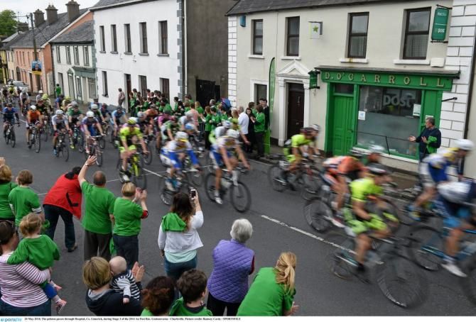 The peloton passes through Hospital, Co. Limerick