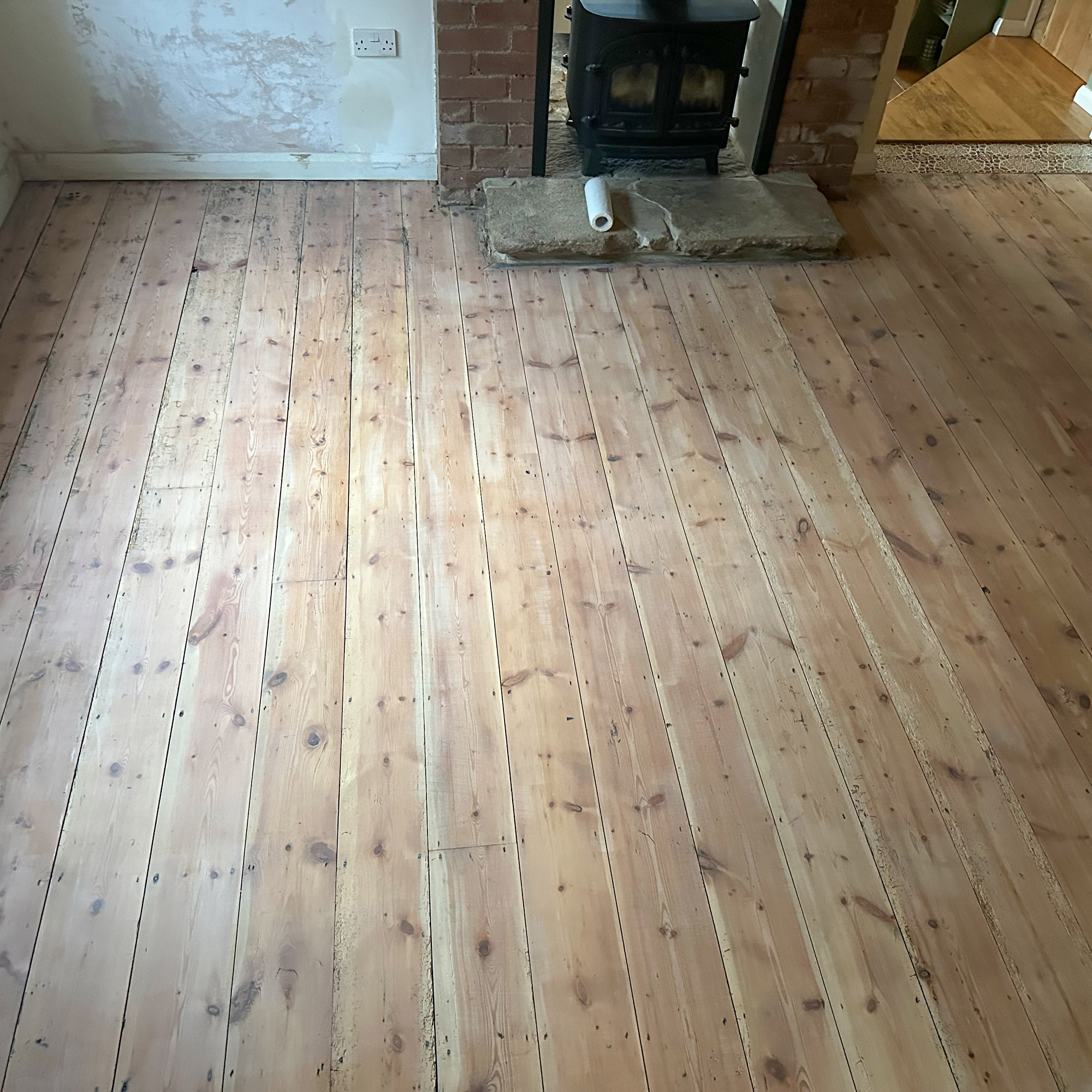 sanded and stained wooden floor